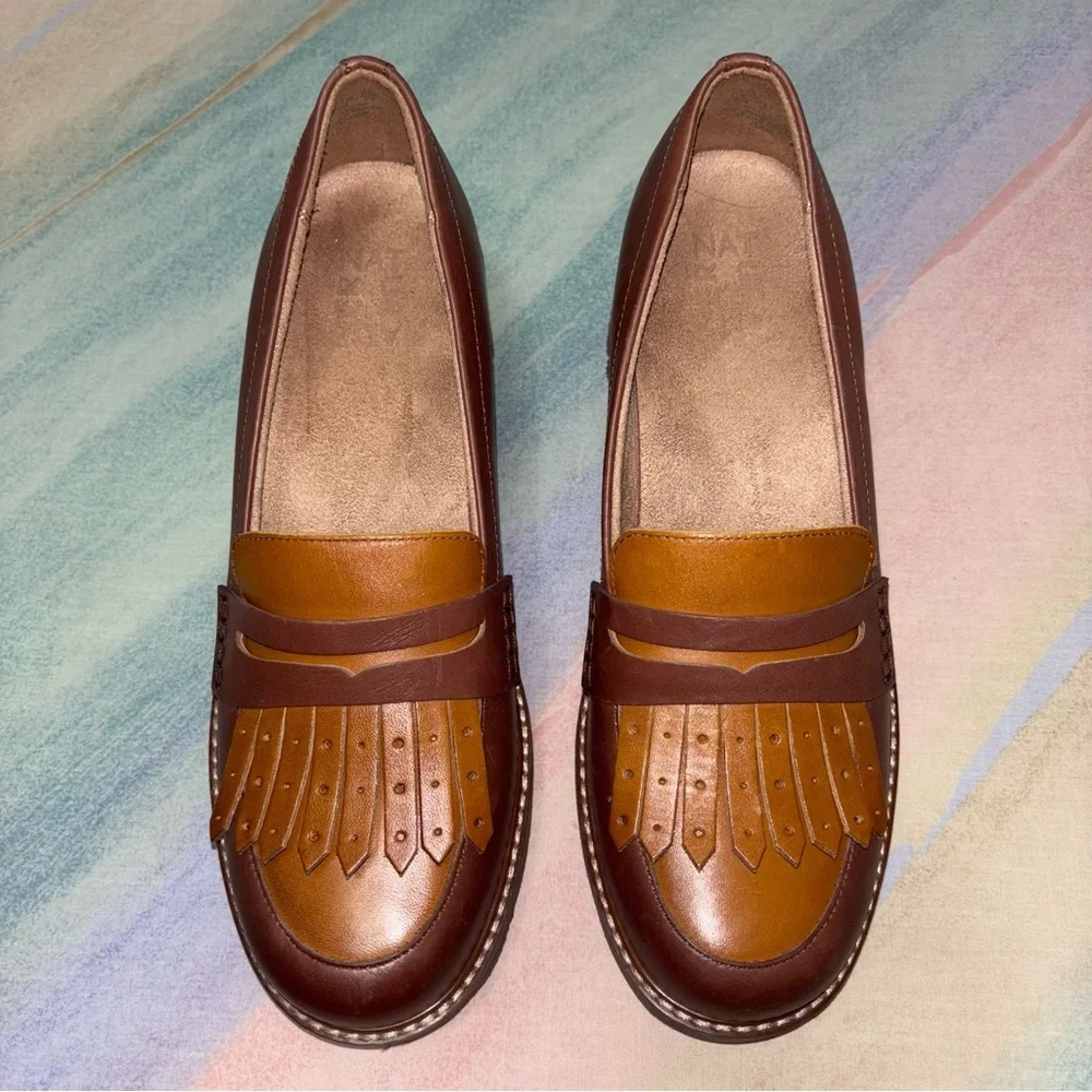 Naturalizer Womens Darcy Tassel Penny Loafer Size 8.5 Lug Leather Brown
